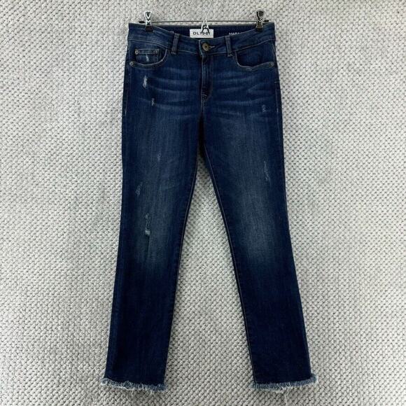 DL1961 Jeans Women 27 Blue Dark Wash MARA Straight Ankle Ravine Mid Rise - Picture 1 of 15